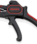 Knipex Automatic Wire Stripper 10-24 AWG, 7.25 Inch Length tool, ergonomic design with red and black handle, precision-grade for pros.