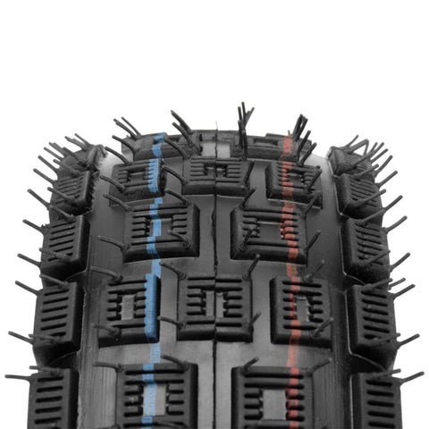 Close-up of 3.00-4 260 x 85 tires with knobby tread for E300 E325 Rocket Chopper Goped Bike Electric Scooter Go kart Mini Pocket Bike Set of 2.