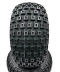 Close-up of Set of 2-18x9.50-8 Knobby Wheel Assembly showing tire tread pattern