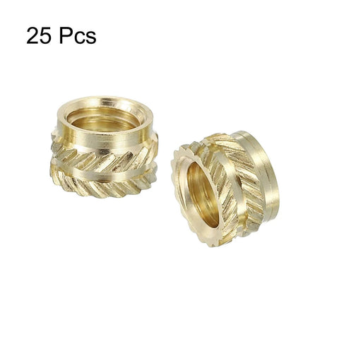 Knurled Insert Nuts, 25pcs M6 x 5mm L x 8mm OD 3D Printing Brass Nuts Female Threaded Inserts Brass Heat Set Insert Embedment Nuts