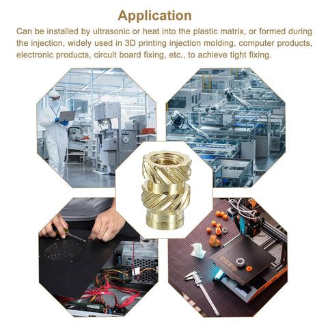 Knurled Insert Nuts, 100pcs M3 x 7mm L x 5mm OD 3D Printing Brass Nuts used in electronics and manufacturing applications