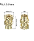 Knurled Insert Nuts, 100pcs M3 x 7mm L x 5mm OD 3D Printing Brass Nuts Female Threaded Inserts Brass Heat Set Insert Embedment Nuts
