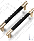 Two Pack Knurled Aluminum Cabinet Handles With Gold And Black Oxidation Finish Diamond Pattern Pulls 8.6 Inch Length 7.5 Inch Hole Center Includes 4 Short Screws And 4 Long Detachable Screws product image