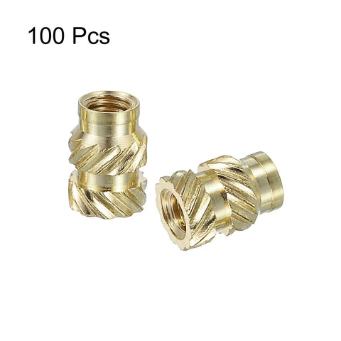 Knurled Insert Nuts, 100pcs M3 x 7mm L x 5mm OD 3D Printing Brass Nuts Female Threaded Inserts Brass Heat Set Insert Embedment Nuts