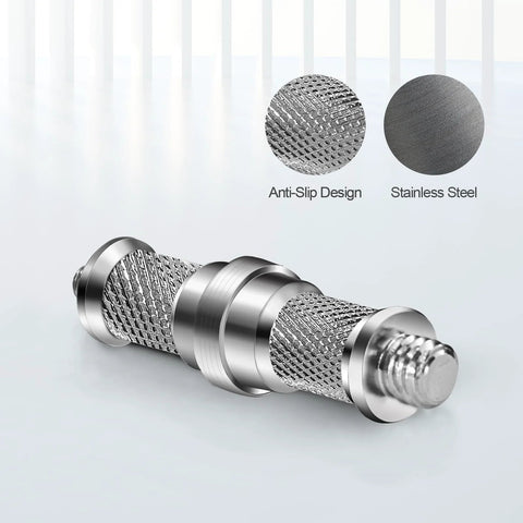 Three Piece Knurled One Quarter To Three Eighths Inch Metal Male Converter Screw Adapter Spigot Set, stainless steel design