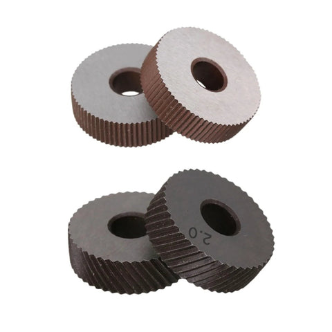 Two Piece High Speed Steel Knurling Wheel Set With Straight And Diagonal Coarse Knurl Options In 0.6 To 2.0 Millimeter Pitch