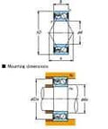 Technical diagram of Koyo 5314 ZZ Angular Contact Ball Bearing Double Row Shielded, showing mounting dimensions and components.