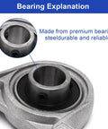 Close-up of Four Pack KP08 Self Aligning Pillow Block Bearings 8mm Inner Diameter Mounted Flange Bearings Zinc Alloy Steel