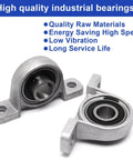 Four Pack KP08 Self Aligning Pillow Block Bearings 8mm Inner Diameter Mounted Flange Bearings Zinc Alloy Steel Vertical Mount displayed