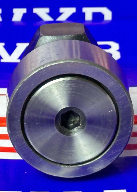 Front view of KR40 40mm Cam Follower Needle Roller Bearing showing chrome finish and central hex socket