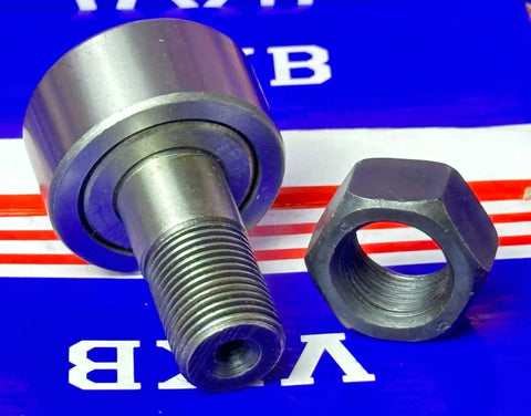 KR40 40mm Cam Follower Needle Roller Bearing with nut, front view showcasing thread size M18x1.5 and dimensions 18x40x58mm