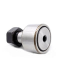 Close-up of ✝️ 10pcs/lot KR40 CF18 Cam Follower Needle Roller Bearing with wheel and pin, metal finish.