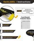 Instructions for KwikLABEL including safety label, inspection chart, and guidelines for use and maintenance.