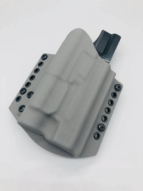 Kydex Concealment Holster For FN 5.7 MRD MK3 With Light And Laser Bearing, showing side view with rivet detailing, Nestor Series