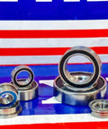 Set of chrome steel ball bearings for Kyosho MP 7.5 Kanai 2 (inferno) displayed on branded background, various sizes shown.