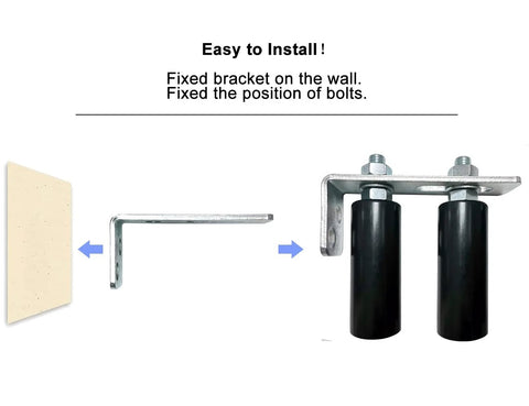 Universal Slide Gate Guide Roller 4 Inch Black L Rear Post Bracket With Adjustable Dual Nylon Rollers For Sliding Gates installation