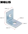 Ten sturdy L shaped 90 degree brackets with two holes securely support 1-5/8 inch wide strut channels with 1/2 inch bolts