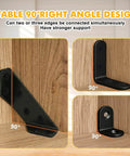 88PCS L Brackets for Shelves,4 Sizes Angle Corner Braces Metal L Bracket Heavy Duty for Wood,Stainless Steel Furniture Corner Connector shown installed at 90-degree angles on wood surfaces.