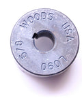 Top view of Jaw Coupler Hub L Jaw For Five Eighths Inch ID And Two And One Eighth Inches OD Black Made In USA TB Woods L09058.