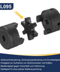 Flexible Half Inch To Half Inch L Jaw Coupling Set With Buna N NBR Rubber Spider For Log Splitter Hybrid Equipment 3 Piece Coupler Kit