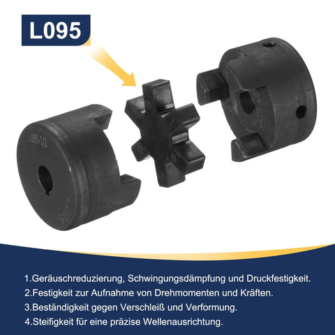 Flexible Half Inch To Half Inch L Jaw Coupling Set With Buna N NBR Rubber Spider For Log Splitter Hybrid Equipment 3 Piece Coupler Kit