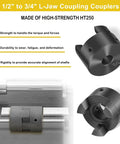 This L-Jaw flexible coupling set ensures smooth, backlash-free power transfer between 1/2 and 3/4 inch shafts with HT250 hubs.