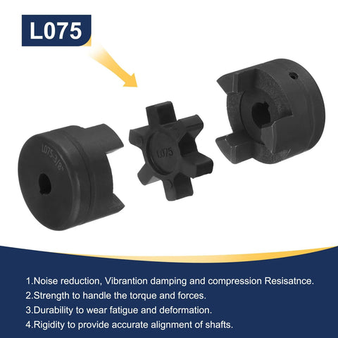 Two Pack Flexible L Jaw Coupling Set One Half To Three Eighths Inch Three Piece Coupler With Buna N Rubber Spider For Log Splitter