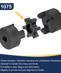 Exploded view of uxcell 1 to 1 in L-jaw coupling three-piece set with Buna-N rubber spider