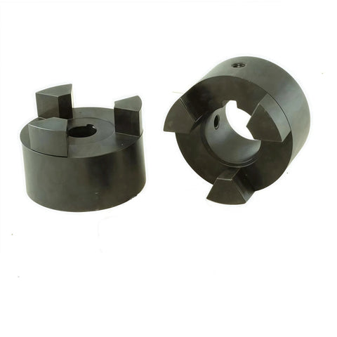 Flexible L075 3-Piece L-Jaw coupling kit with an NBR rubber insert, showing two metal coupling halves for torque transfer in compact drives