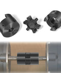 This L-Jaw flexible coupling set ensures smooth, backlash-free power transfer between 1/2 and 3/4 inch shafts with HT250 hubs and NBR spider.