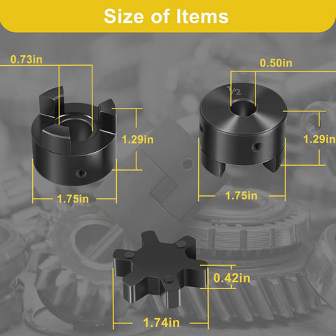This L-Jaw flexible coupling set ensures smooth, backlash-free power transfer between 1/2 and 3/4 inch shafts with keyways and set screws.