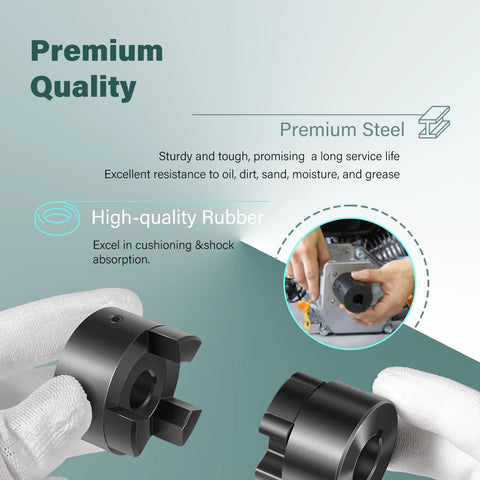 One Half To Three Quarters Inch L Jaw Flexible Shaft Coupling Set With Buna N Spider shown with premium steel quality