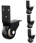 2-Inch L-Shaped Caster Wheel Set 4-Pack Heavy Duty Side Mount Casters With PU Rubber Wheels No Noise For Bed Cabinet