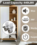 8 Piece Set 2 Inch L Shaped Caster Wheels With Brakes Side Mount Casters 440 lbs load capacity for furniture