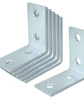 Six Piece L Shaped Connector Brackets For One And Five Eighth Inch Strut Channel Four Hole 90 Degree Angle Fittings Three Sixteenth Inch Thick Silver Fits Half Inch Bolt
