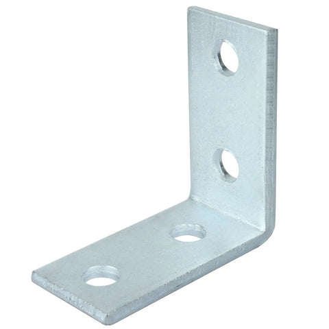 Six Piece L Shaped Connector Brackets For One And Five Eighth Inch Strut Channel Four Hole 90 Degree Angle Fittings Three Sixteenth Inch Thick Silver Fits Half Inch Bolt