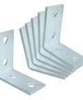 Six Piece L Shaped Connector Brackets For One And Five Eighth Inch Strut Channel Four Hole 90 Degree Angle Fittings Three Sixteenth Inch Thick Silver Fits Half Inch Bolt