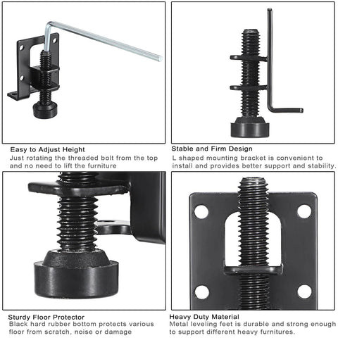 Heavy Duty Beefy L Shaped Furniture Leveling Feet With Lock Nuts For Workbenches And Cabinets 16 Piece Adjustable Table
