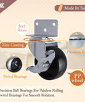 L Shaped Side Mount Furniture Casters With Locking 2 Inch Wheels Heavy Duty 500 Lbs Capacity For Furniture Cabinets And Baby Beds