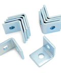 Durable two-hole L-shaped connector bracket for 1-5/8 inch strut channels with 1/2 inch bolt, showing pack of 20 brackets