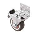 1.25 Inch L Shaped Plate Swivel Caster With Brake Rubber Wheel Side Mount For Smooth Silent Movement Heavy Duty Load Capacity 120 Lb