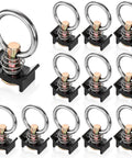12 Pack L Track Stud Fittings For Cargo Tie Downs, Stainless Steel Round Ring O Ring, 360 Degree Rotation, Reusable Keeper Hardware