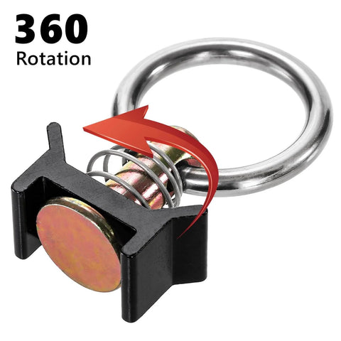 12 Pack L Track Stud Fittings For Cargo Tie Downs, Stainless Steel Round Ring O Ring, 360 Degree Rotation, close-up view