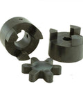 L075 Flexible L Jaw Coupling Set With Buna N NBR Rubber Spider for compact power transmission, showing two bore options and spider insert