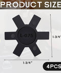 Flexible NBR Rubber Spider Insert Solid Spider Center Inserts Suitable for L Jaw Coupling Set, Black (4 Pcs, L075) front view