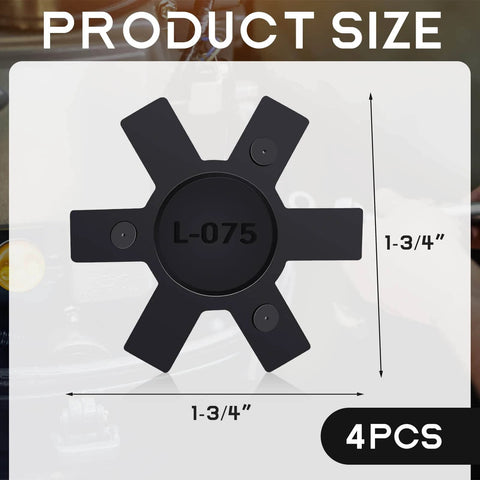 Flexible NBR Rubber Spider Insert Solid Spider Center Inserts Suitable for L Jaw Coupling Set, Black (4 Pcs, L075) front view