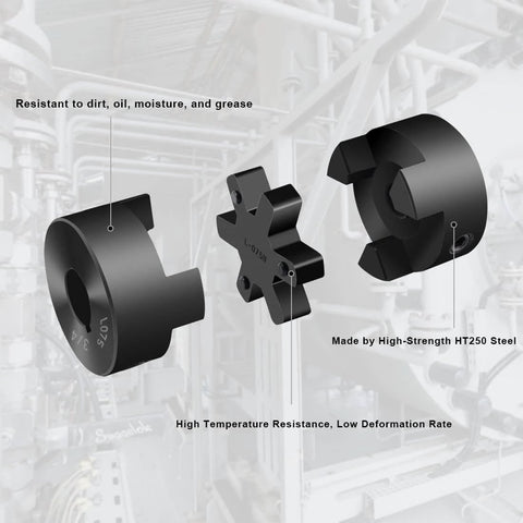 1/2" to 3/4" L075 Flexible 3-Piece L-Jaw Coupling Coupler Set & Rubber Spider for Log Wood Splitter Hybrid Equipment