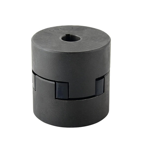 Efficient torque transfer and vibration dampening with the L090 3-Piece L-Jaw Coupling Set, HT250 steel, Buna N rubber insert