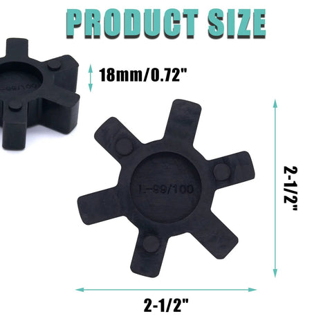 Flexible L100 NBR Rubber Spider Insert For Lovejoy And Martin L Jaw Couplings, 2.5 Inch Outer Diameter, Size Dimensions