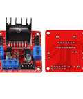 L298N motor drive controller board, part of Two Sets DC Gearbox TT Motors With 200 RPM Output At 3 To 6 V And 1 To 48 Gear Reduction